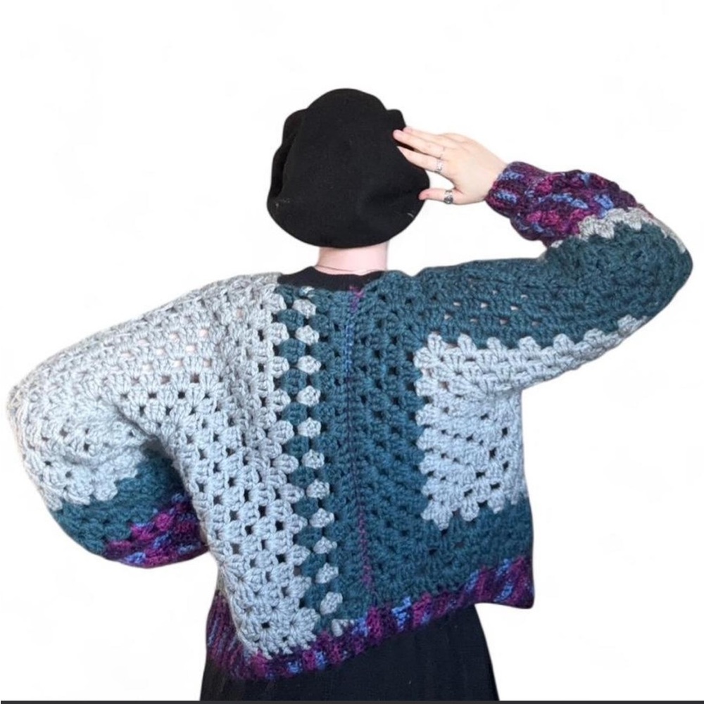 Chunky Handmade Crochet Patchwork Cardigan - One-Of-A-Kind!
